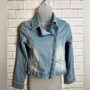 CRAZY 8 girls faded denim zip up jacket /size XL(14)